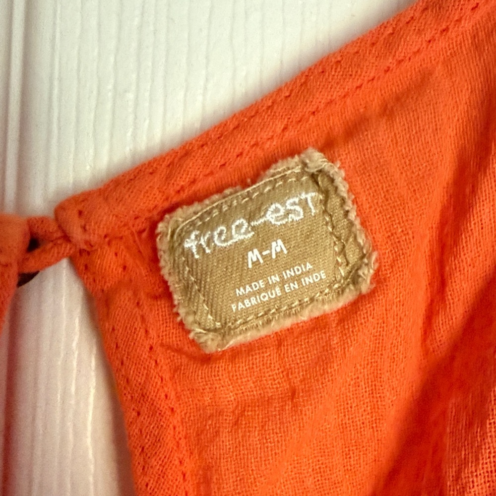 Free People Vibrant Orange Mini Dress Never Worn - Picture 2 of 4